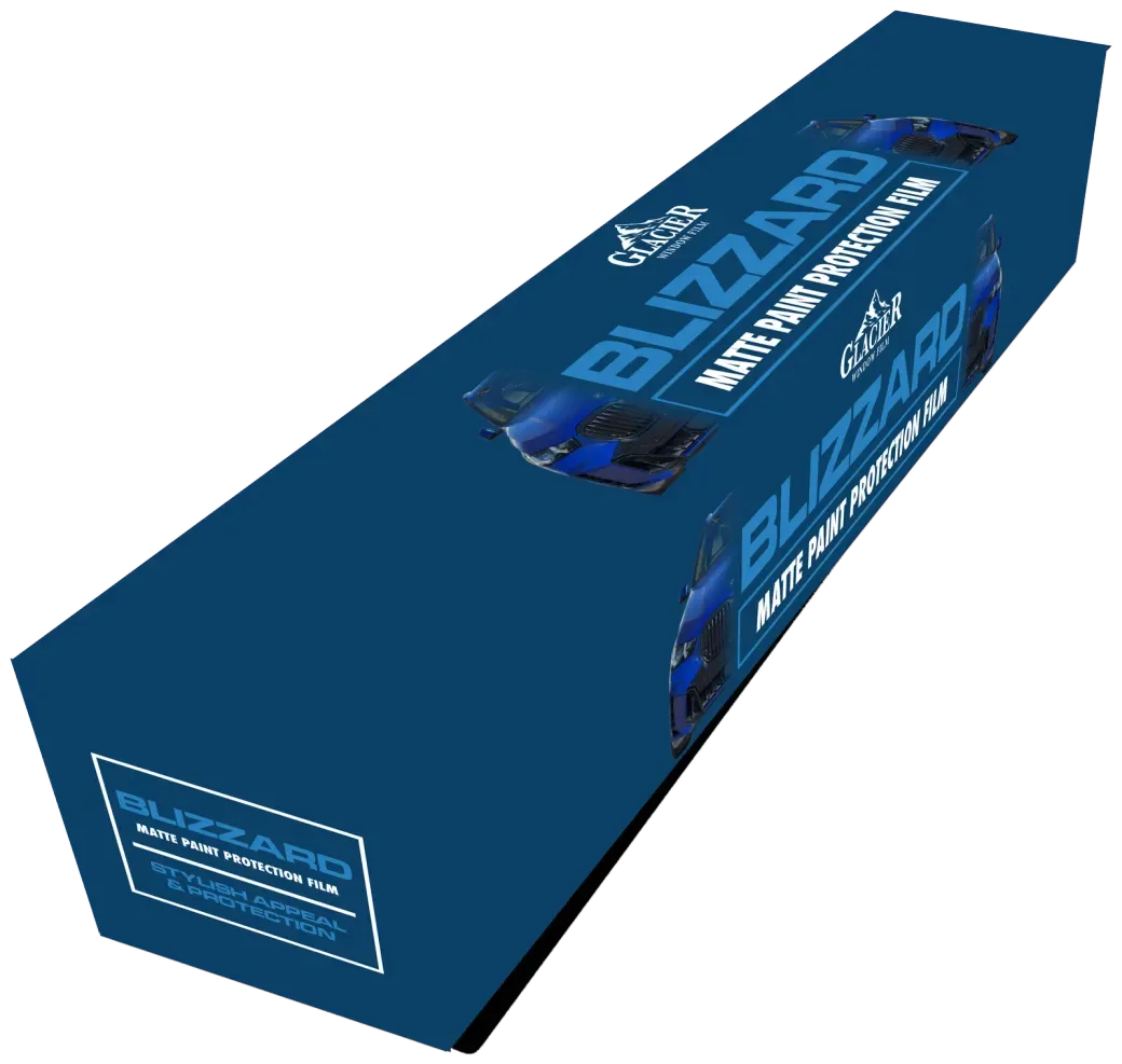 Glacier Blizzard matte paint protection film — retail packaging