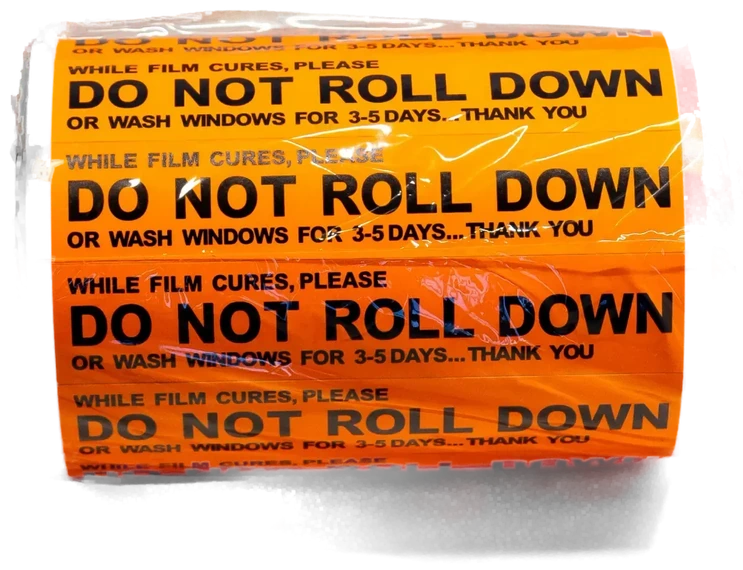 Glacier Do Not Roll Down curing-reminder stickers